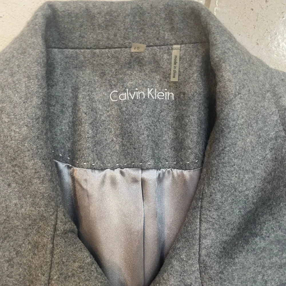 Calvin Klein Charcoal Double-Breasted Pea Coat - Picture 2 of 6